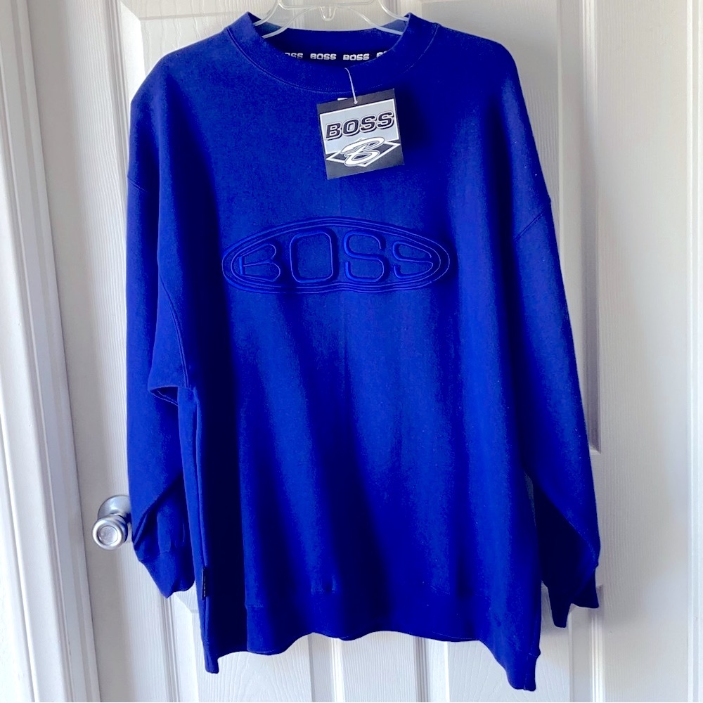 BOSS by IG Designs Royal Blue Crewneck Sweater Size XL Vintage 90s